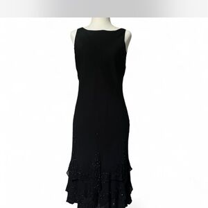 Jones New York Black Beaded Sleeveless Midi Dress